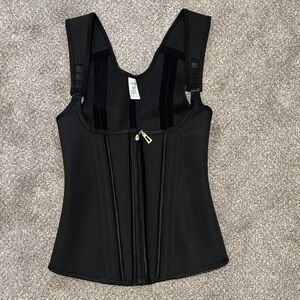 Sleek Black Bodysuit with Gold Zipper